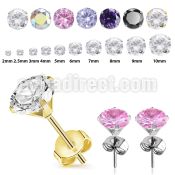 eszr 316l steel prong ear studs cubic zirconia cz stones