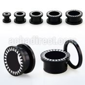 fpab black acrylic flesh tunnel plug w saw tooth pattern