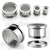 fpgr polished 316l steel screw fit tunnel with grid pattern