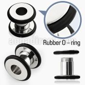 fpo polished 316l steel screw fit tunnel with decor o rings