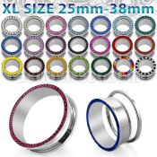 fscpcxl xl polished 316l steel screw fit tunnel with crystal rim