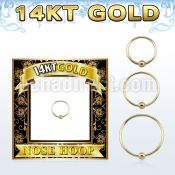 g14hob solid 14k gold endless nose hoop w ball