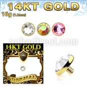 g14ifb4 4mm solid 14k gold dermal anchor top part w set crystal