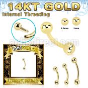gbnbi 14k gold banana 16g plain balls internal