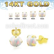 gerpop one pair 14k gold ear studs cabochon synthetic opals
