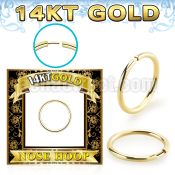 gnr31 14k gold seamless nose ring 18g