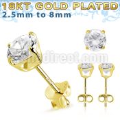 gpecrza pair of 18k gold plated silver casting ear stud w aaa cz