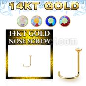 gscabm1 14k gold nose screw color crystal ball