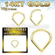 gsgha16 14k gold hinged segment ring 16g drop shape