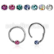 hbcrj16 steel hinged ball closure ring 16g crystal ball