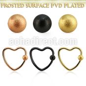 hcrt16f3 anodized heart shaped ball closure ring w frosted ball