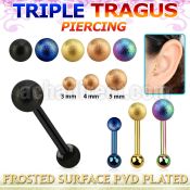 hextifo anodized steel triple tragus piercing 3 5mm frosted ball