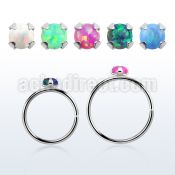 hppo2 silver seamless nose hoop w 2mm prong set synthetic opal