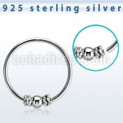 hr11 silver seamless nose hoop w bali wire design w ball