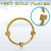hr27rg gold plated silver seamless nose hoop w twisted wire 