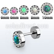ifrdco steel fake plug w crystal studded rim synthetic opal