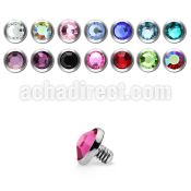 ijf3 3mm 316l steel dermal top with crystal for base plate