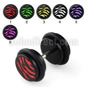 ilagr7 acrylic fake plug with zebra stripe pattern o rings