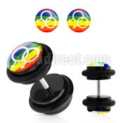 ilvgr10 acrylic plug with 2 male signs on rainbow w o rings