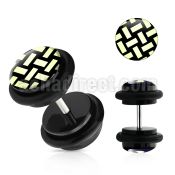 ilvgr21 black acrylic fake plug with woven design with o rings