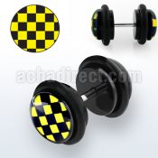 ilvgr24 acrylic plug with black yellow checkered with o rings