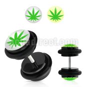 ilvgr3 acrylic fake plug with marijuana on white with o rings