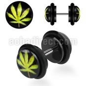 ilvgr5 acrylic fake plug with marijuana on black with o rings