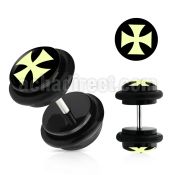 ilvgr64 acrylic fake plug with cross on black with o rings