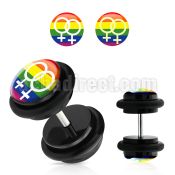 ilvgr9 acrylic plug with 2 female signs on rainbow with o rings