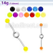 inbvb5 316l steel industrial loop barbell with two 5mm uv balls