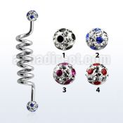 indfr5a 316l steel industrial coil barbell with dotted balls