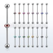 indsh12 316l steel industrial barbell w center multi jewel ball