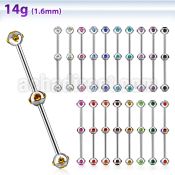 indsh17 316l steel industrial barbell with multi jewel balls