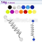 indvb5 surgical steel industrial coil barbell w 5mm uv balls