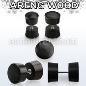 ipare areng wood fake plug with surgical steel post