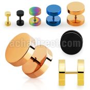 iptrd anodized 316l steel fake plug in black and gold