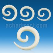 ipwh white bone spiral taper size 8g to 2g 3mm 6mm