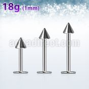 lb18cn3 316l steel labret 18g 1mm with 3mm cone