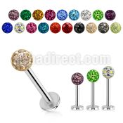 lbfr4s 316l steel labret with 4mm ferido multi crystal ball