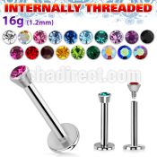 lbic 16g 316l steel labret with 2 5mm bezel set jewel ball