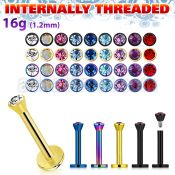 lbtc25 anodized 16g 316l steel labret with 2 5mm bezel crystal