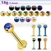 lbtc4 anodized 14g 316l steel labret with 4mm ball