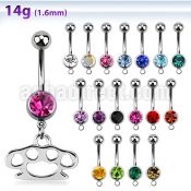 mcd376 316l steel belly banana w bezel ball dangling knuckle