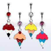 mcd412 316l steel belly banana w painted ice cream cone dangle