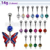 mcd506 belly banana w a dangling butterly in confederate colors