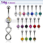 mcd624 steel belly banana w dangling horizontal infinity symbol