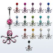 mcd681 steel belly banana w a dangling crystal studded octopus