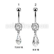 mcd712 steel belly banana w a long drop shaped crystal