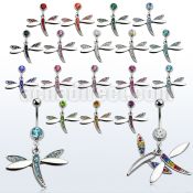 mcddgc 316l steel belly banana with crystal dragonfly