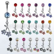 mcdflc2 316l steel belly banana with dangling twin flower